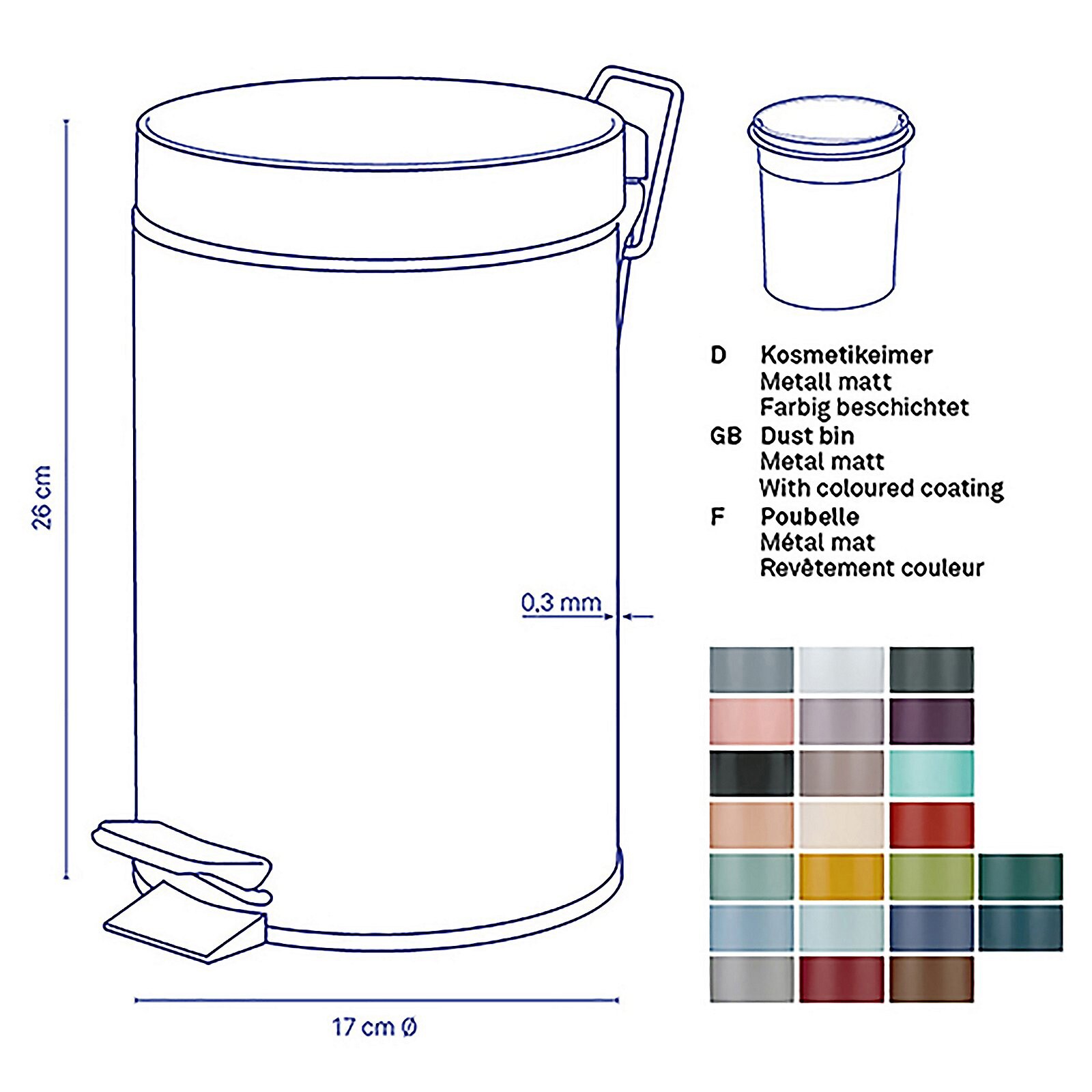 kela Kosmetikeimer TORRE 3000 ml Edelstahl silberfarbig