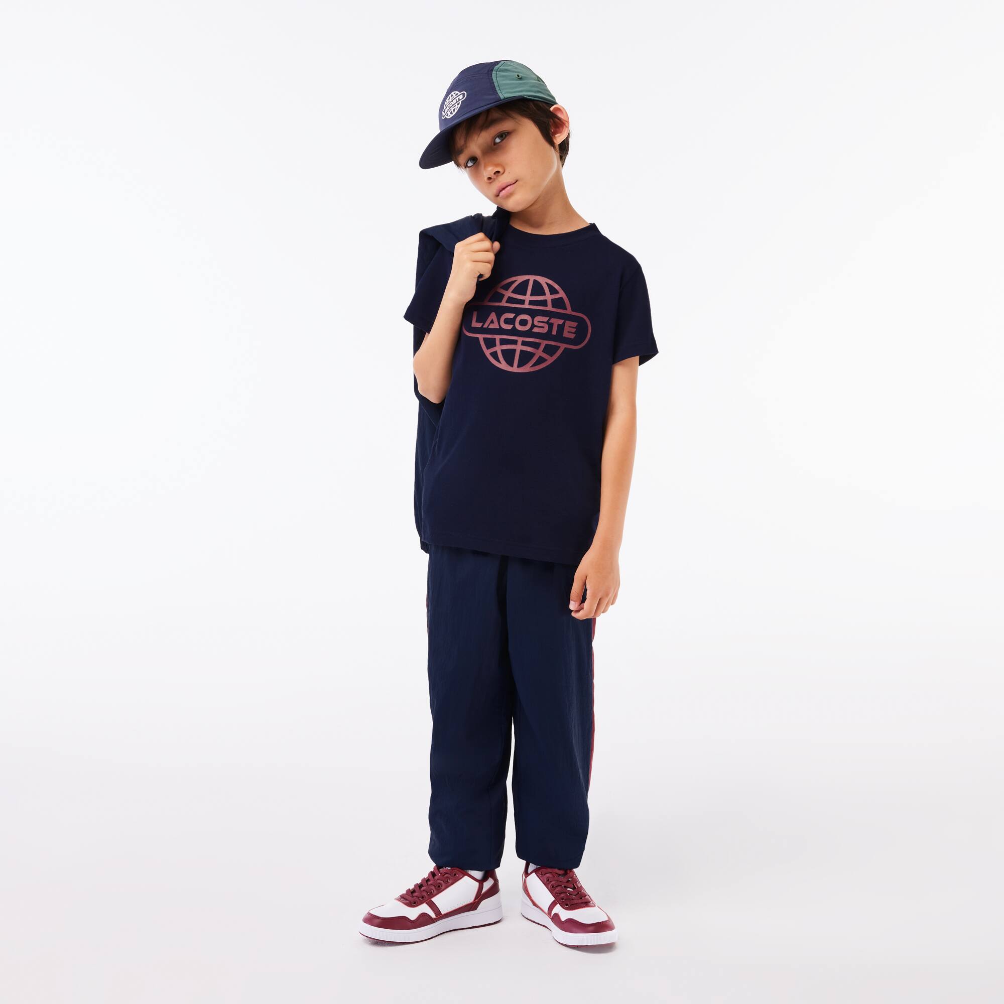 T-shirt avec imprimé planète en jersey de coton T-Shirts & Chemises - Bleu - Lacoste - Enfant