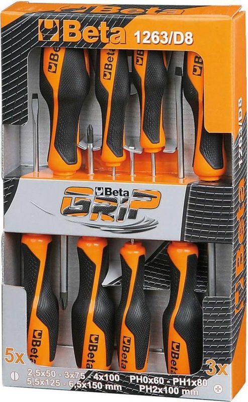 Beta Tools - Schroevendraaiers Set - 5 Platte en 3 Phillips - Hoogwaardig Staal