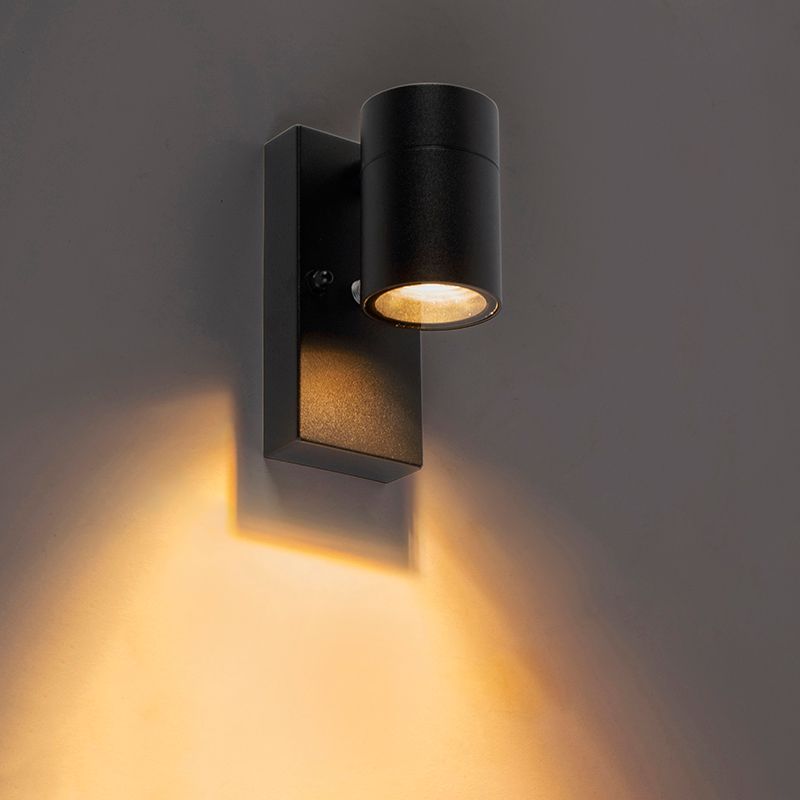 Moderne buiten wandlamp zwart IP44 met schemersensor - Solo