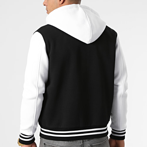 Veste Teddy A Capuche 1856 Noir Blanc