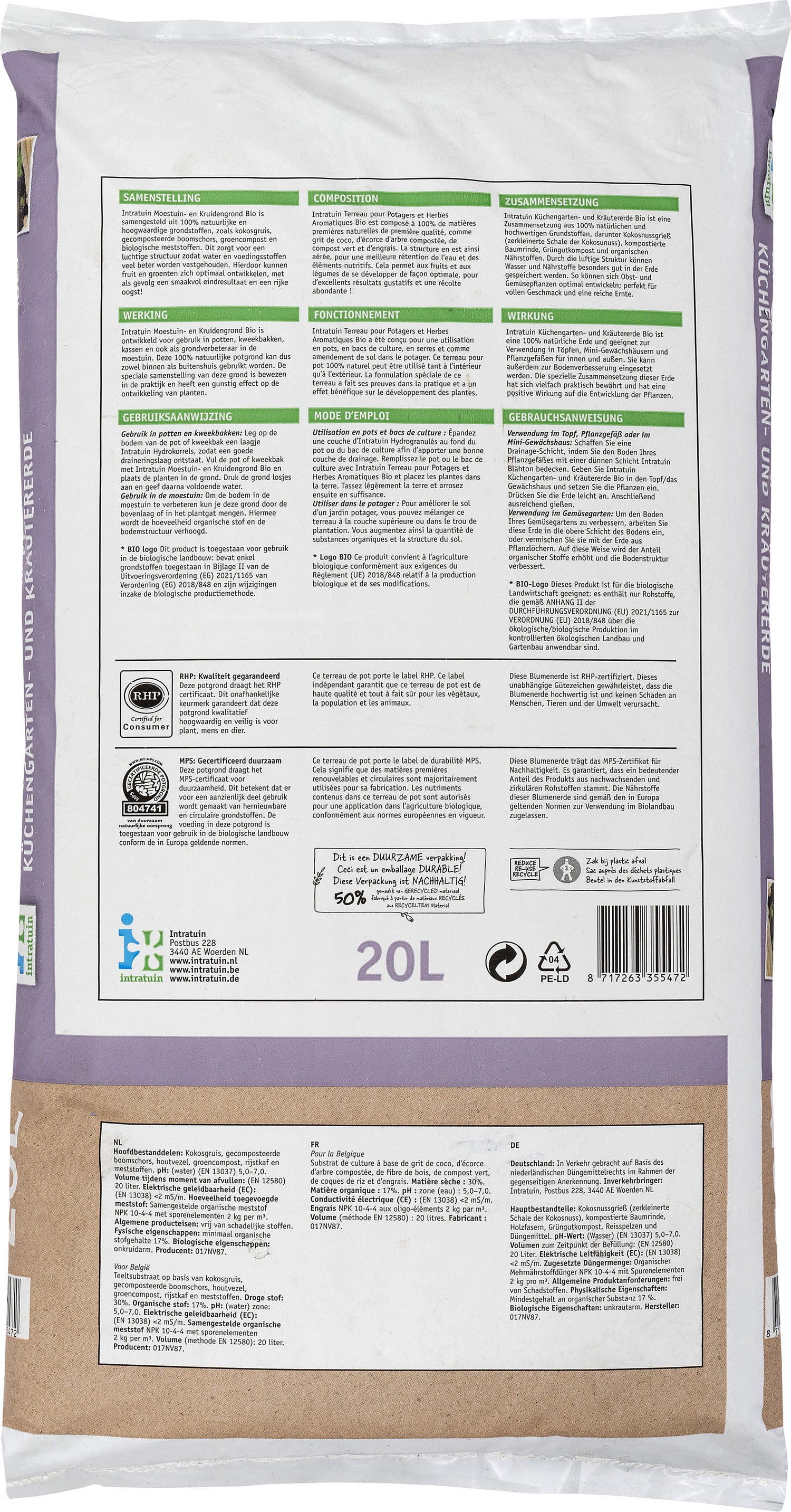 Intratuin Biologische moestuin- en kruidengrond turfvrij 20L