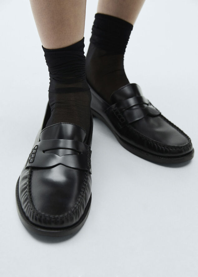 MANGO Leather moccasin Black