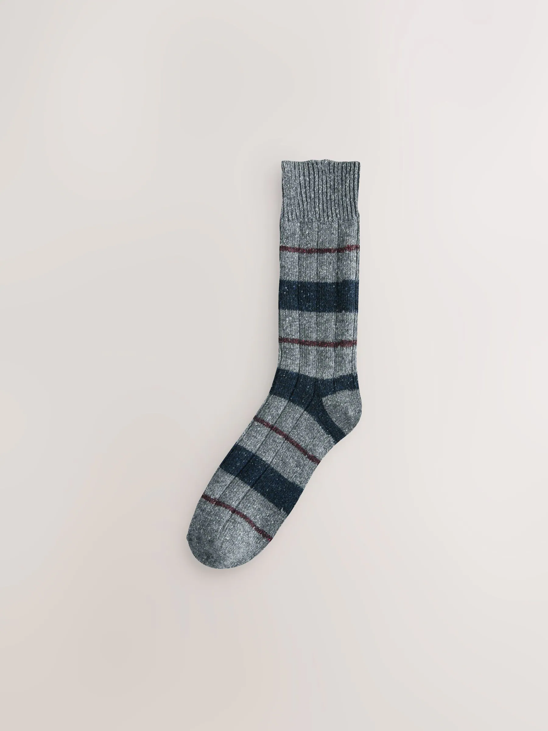 Blue/Grey/Red Striped - Signature Thermal Wool Blend Socks 3 Pack