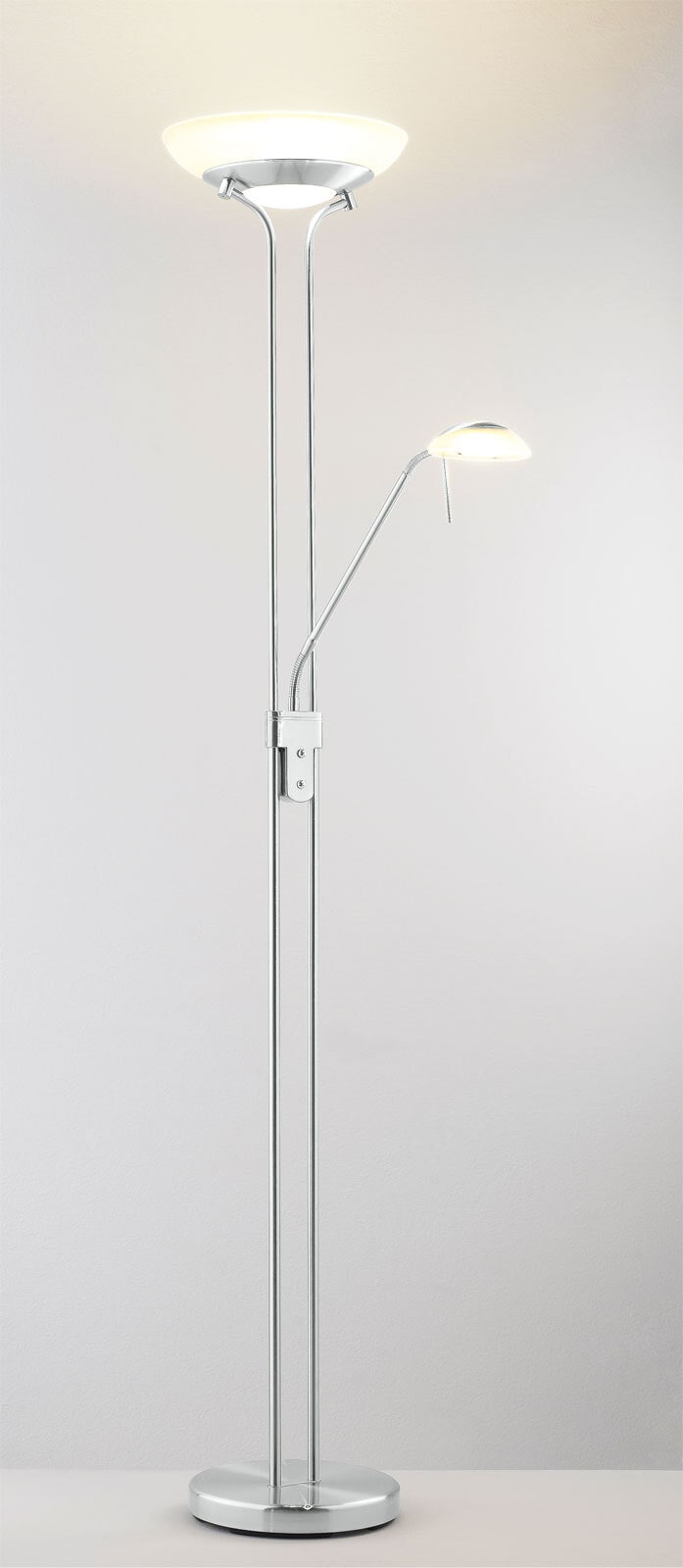 casaNOVA LED Deckenfluter EVEN II mit Leselicht nickelfarbig
