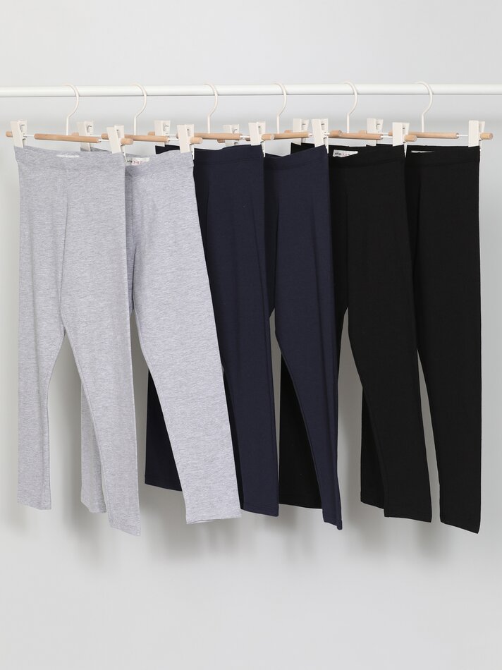 Conjunto de 6 leggings compridas básicas - Cinza Mesclado