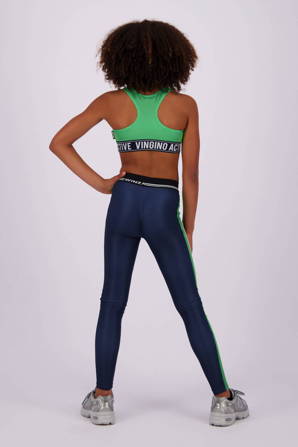 Vingino sportlegging Shelby diep donkerblauw/neon groen