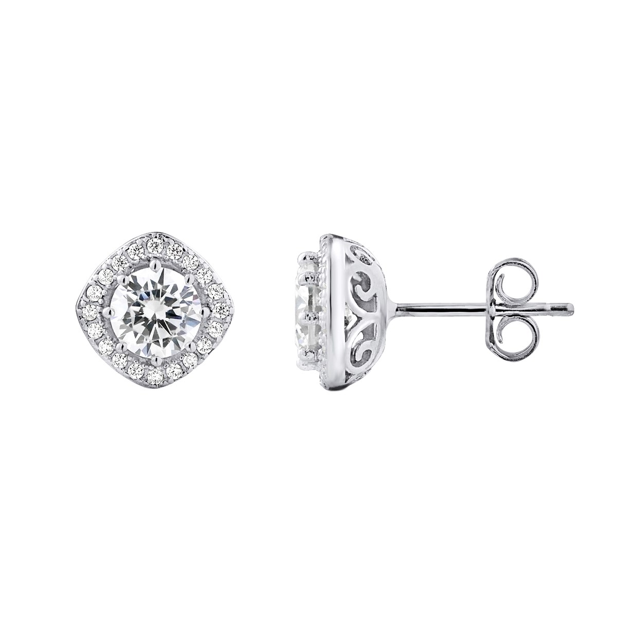 Boucles d'Oreilles SOLITAIRE - Oxyde de zirconium - Argent 925