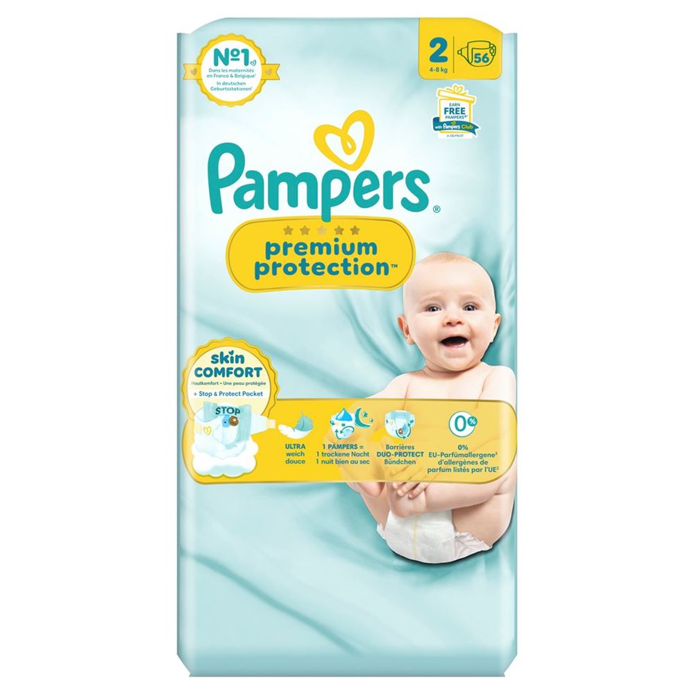 PAMPERS Premium Protection New Baby<br>56 Stück, Gr2 4-8kg, Mini Vorteilspack
