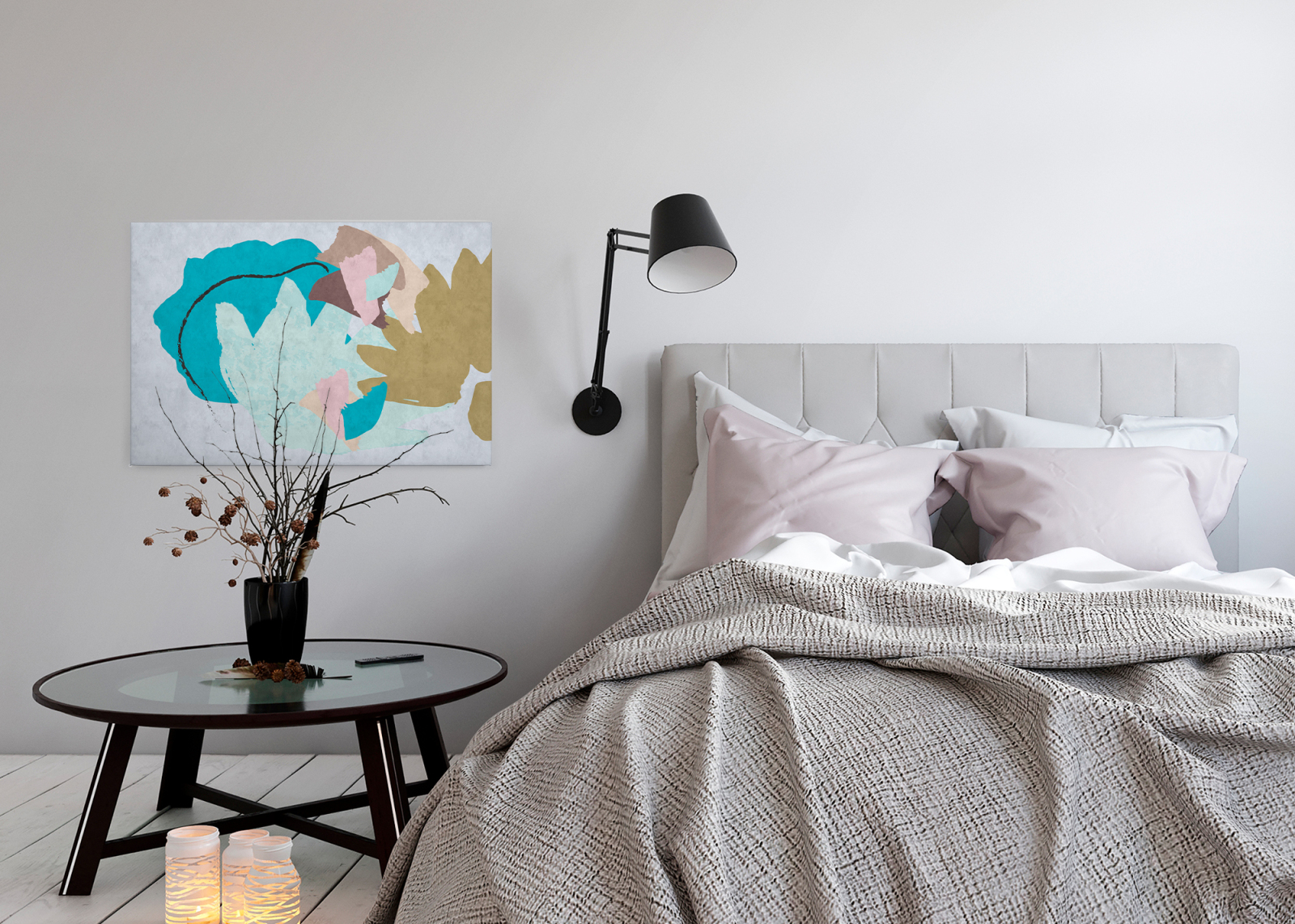Leinwandbild BLUMENSTRAUSS - blau - 90x60 cm