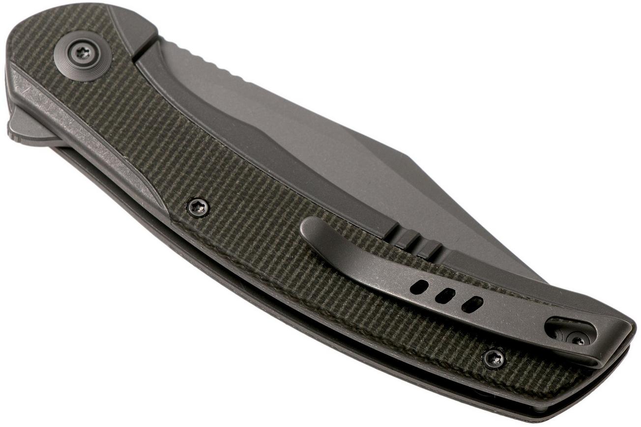WE Knife Snick WE19022F-5 Stonewashed, Green Micarta zakmes
