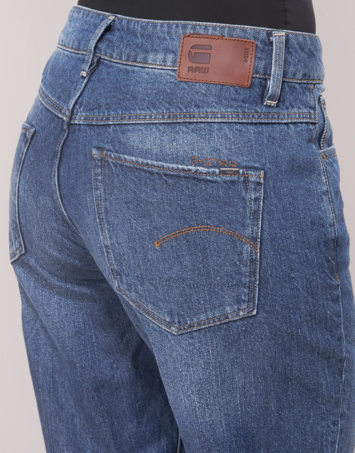 G-Star Raw - 3302 SADDLE MID BOYFRIEND - Bleu Medium Aged Ripped
