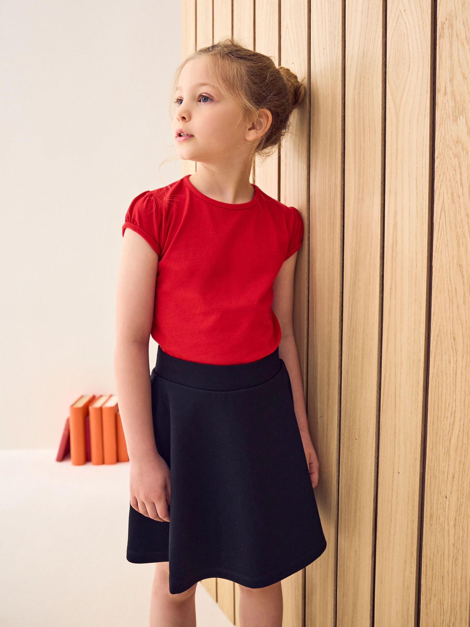 Rood - 2 -pack T-shirts met pofmouwen (3-16jaar)