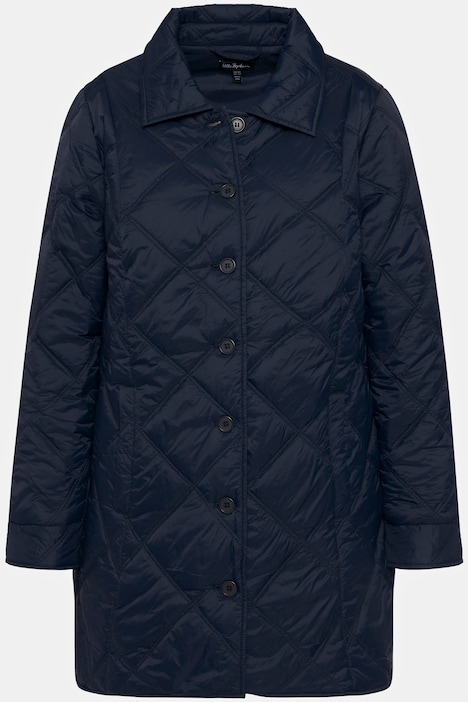 Steppjacke, dekoratives Futter, Hemdkragen, Saumschlitze