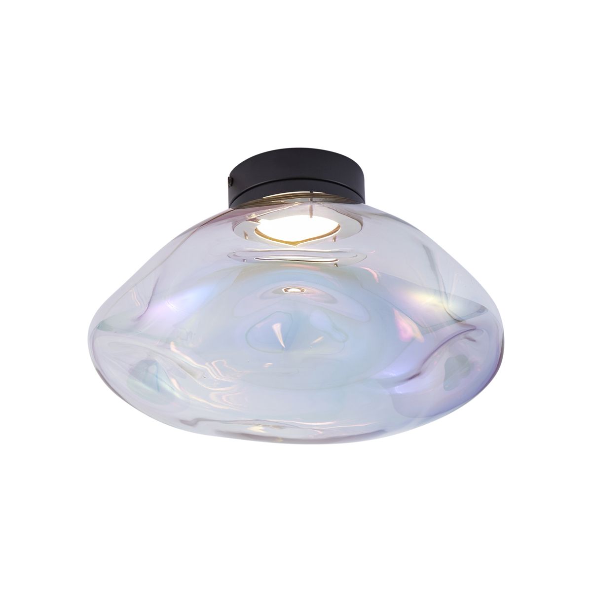 Design plafondlamp zwart met regenboog glas - Gemma