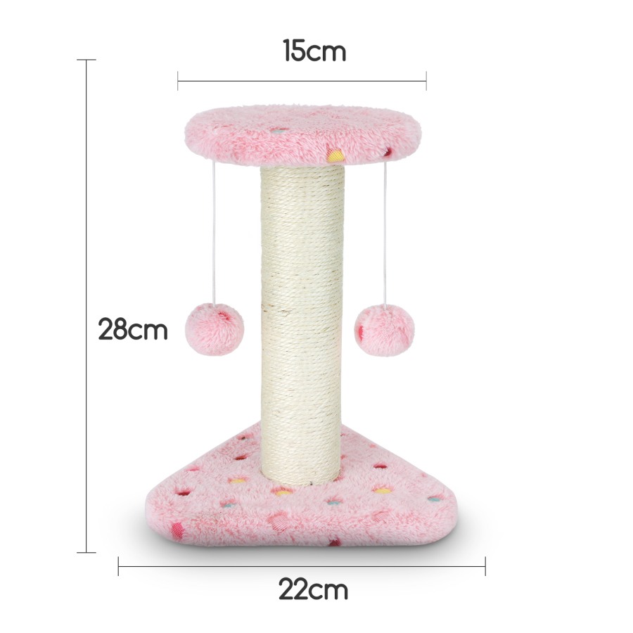 Nobleza - Arranhador para Gatos, Tipo Coluna com Bolinhas. Rosa, 28cm de Altura.