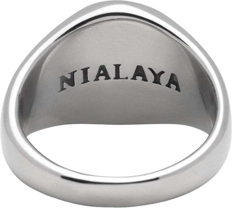 Nialaya Men's Stainless Steel Crest Ring Silver