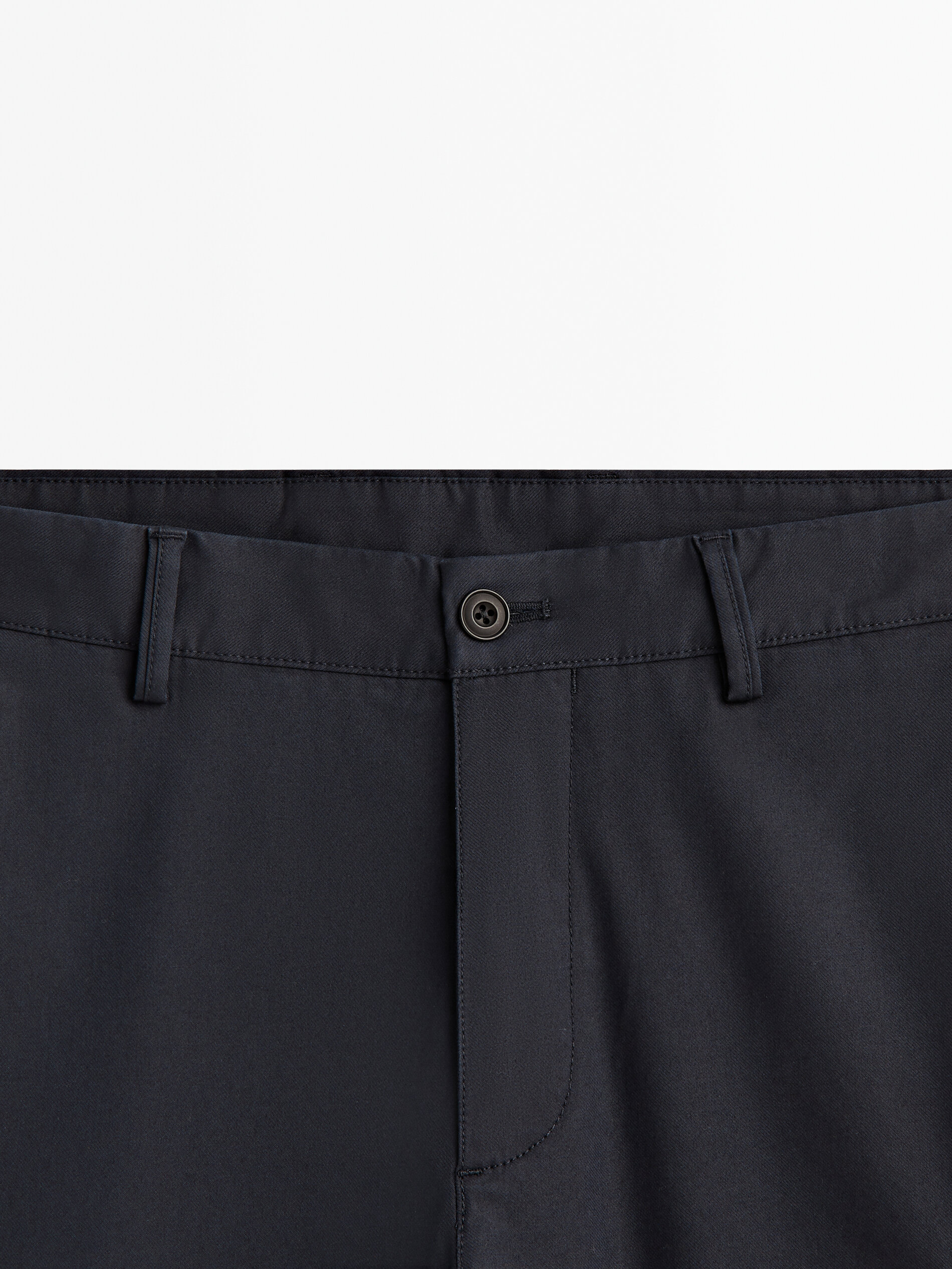 Calça chino de malha com corte afunilado - AZUL MARINHO