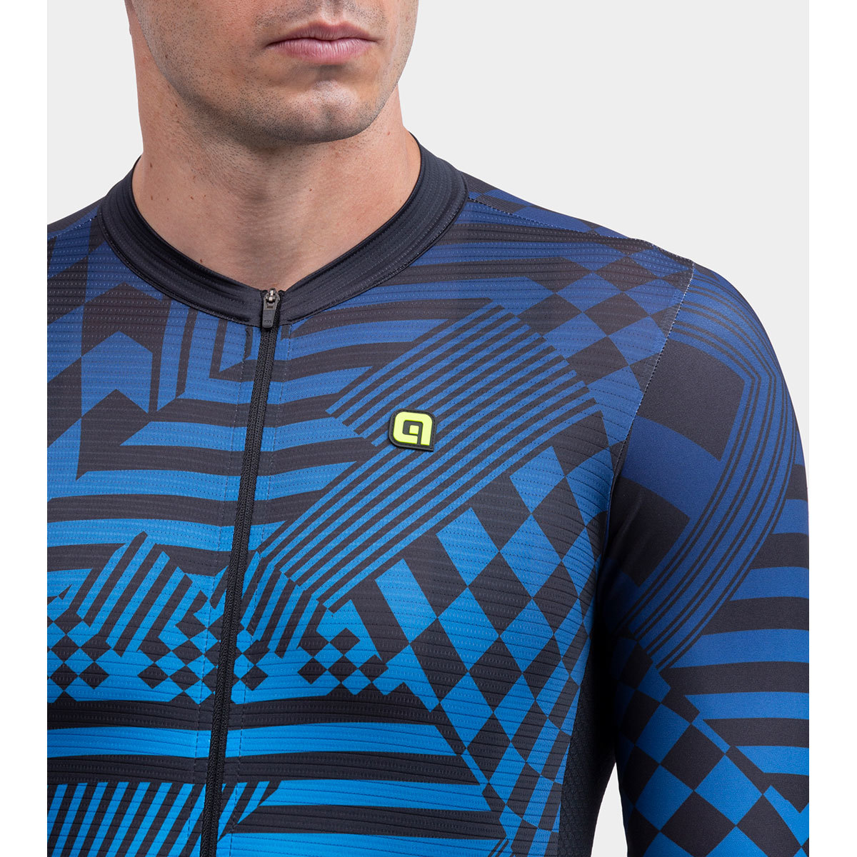 Ale PR-S Checker Fietsshirt Korte Mouwen Blauw Heren