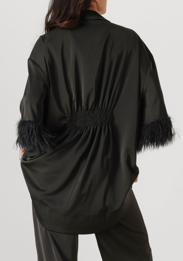 zwarte co'couture mini jurk adna cc feather shirt