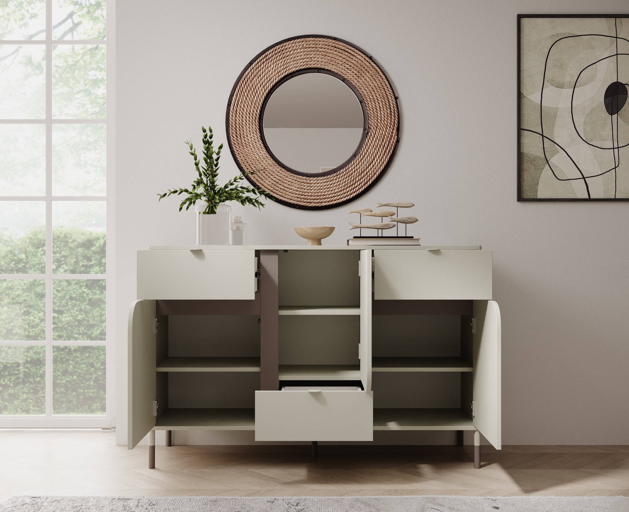 Hill - Dressoir - Beige - 130x40x87 cm