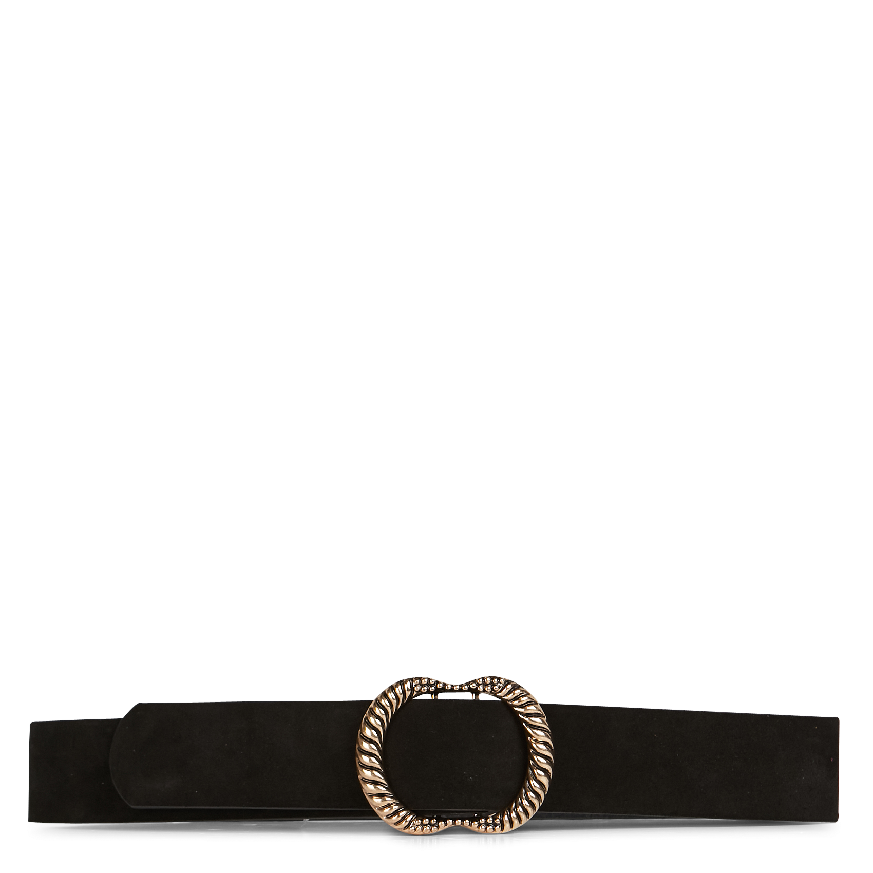 Ceinture boucle fantaisie en cuir velours| Noir