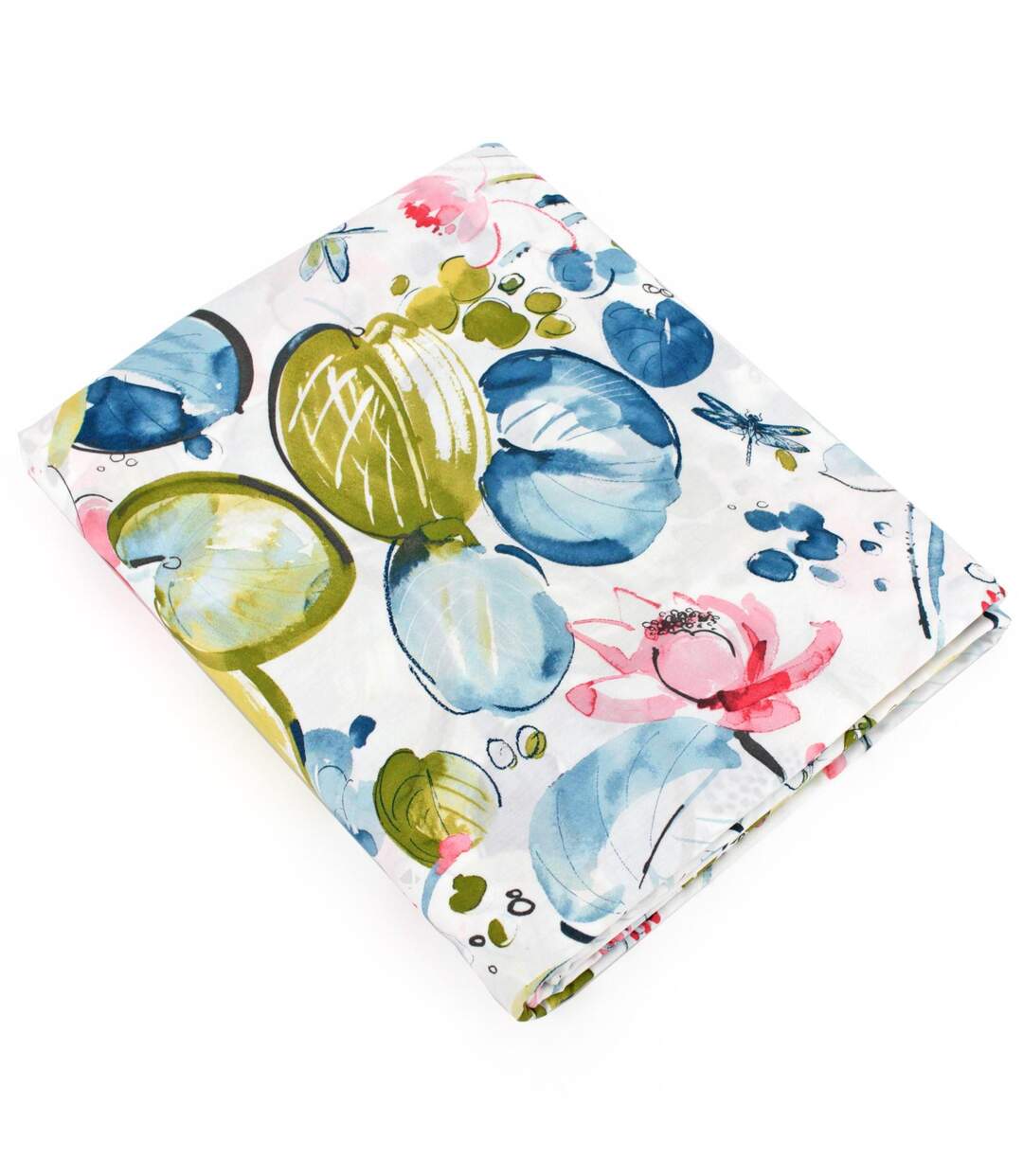 Drap plat 280x325 cm percale coton NENUPHAR aqua