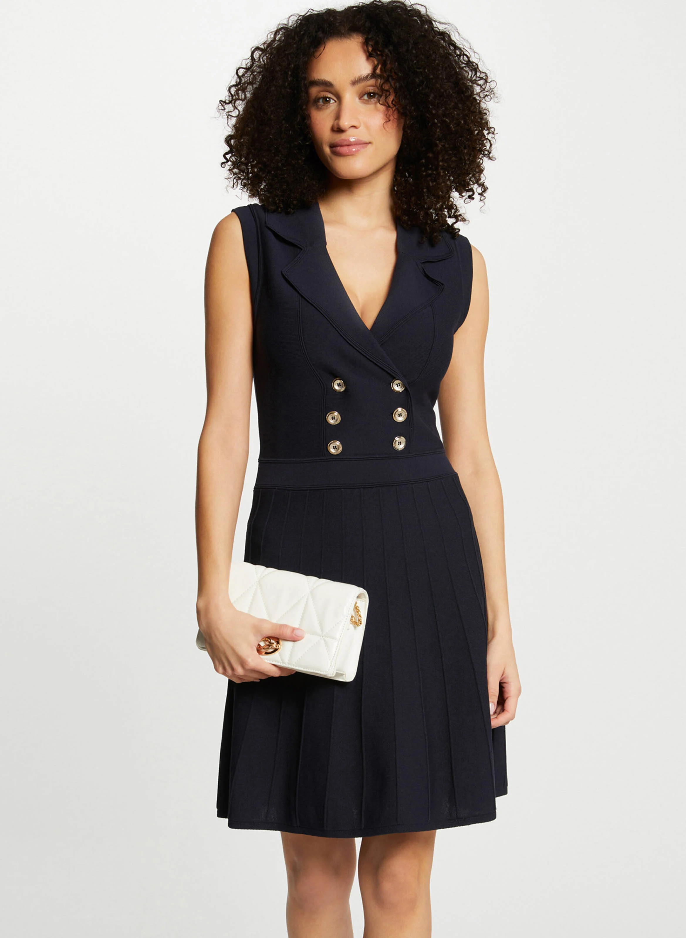 RMOPI - Robe courte col V| Bleu