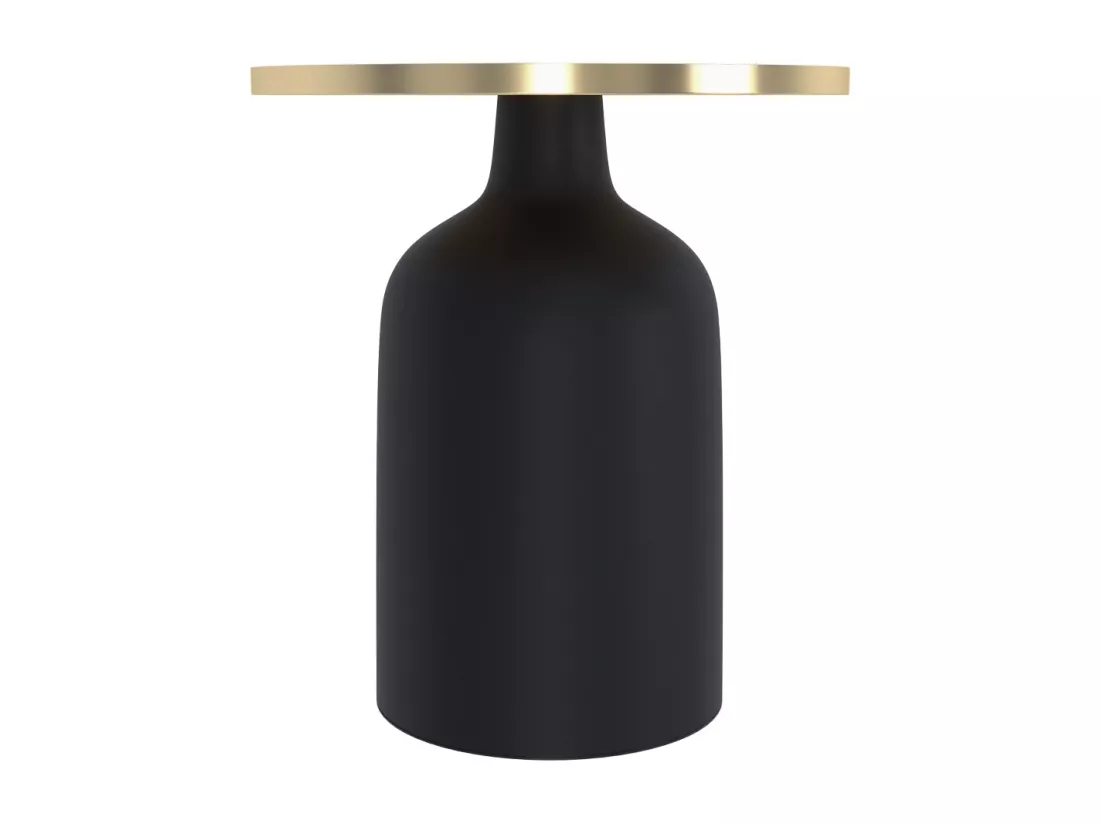 Table d'appoint ronde en métal noir et laiton D45 cm - Lyne
