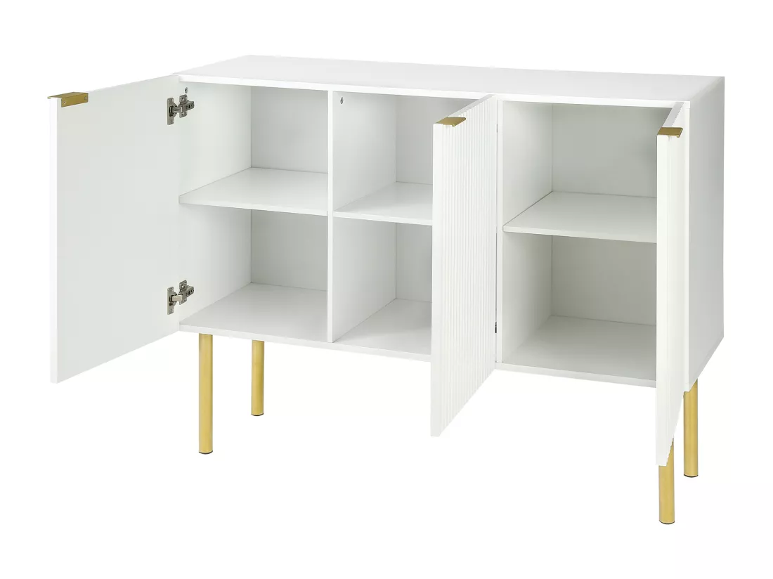 Buffet 3 portes avec étagères réglables - MDF & panneaux de particules - Blanc