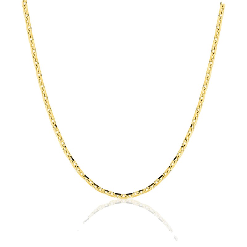 Chaîne mixte 40 cm - Maille forçat diamantée - Or 18 Carats - Largeur 1.85 mm