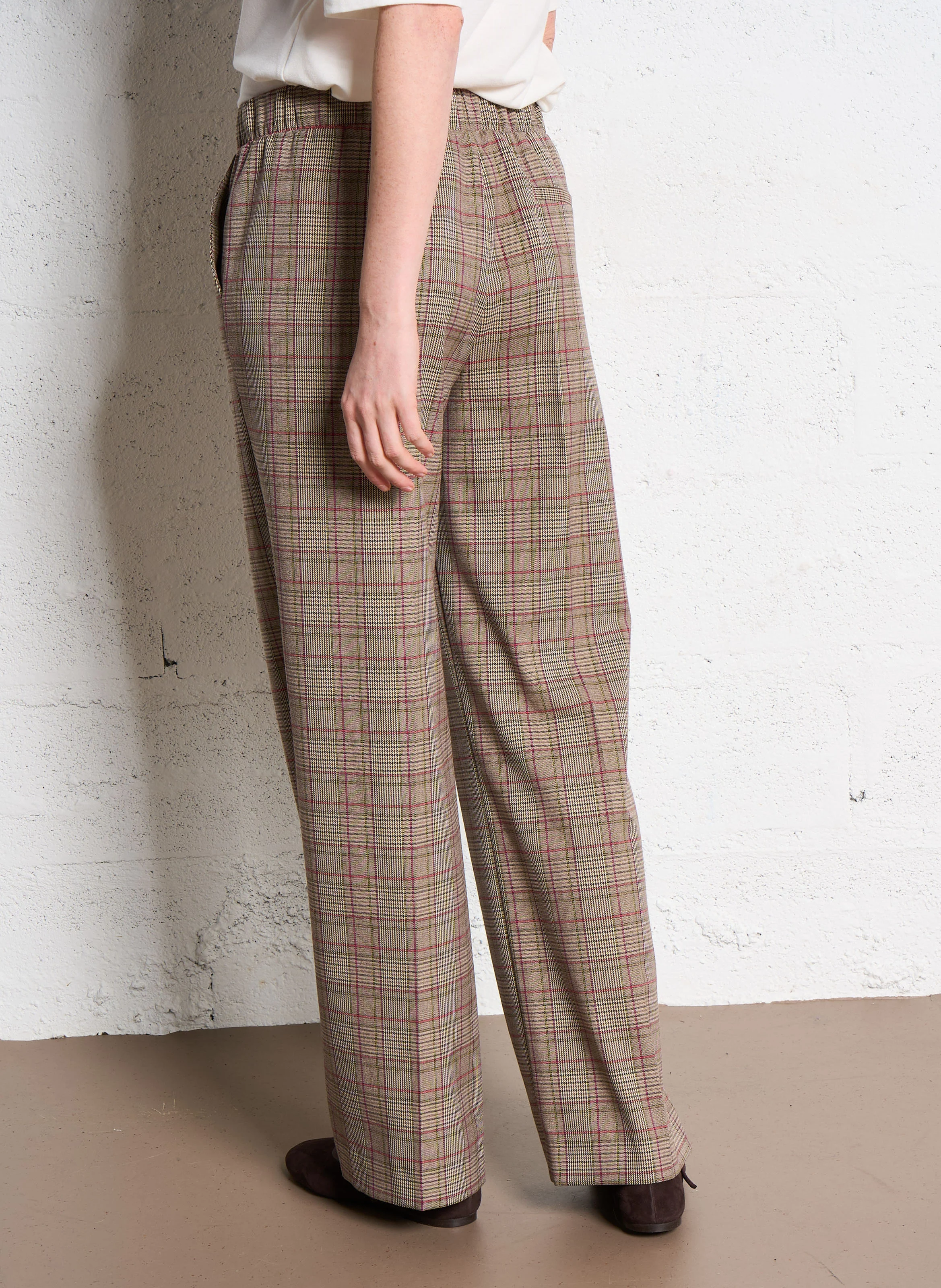 Pantalon large imprimé | Beige