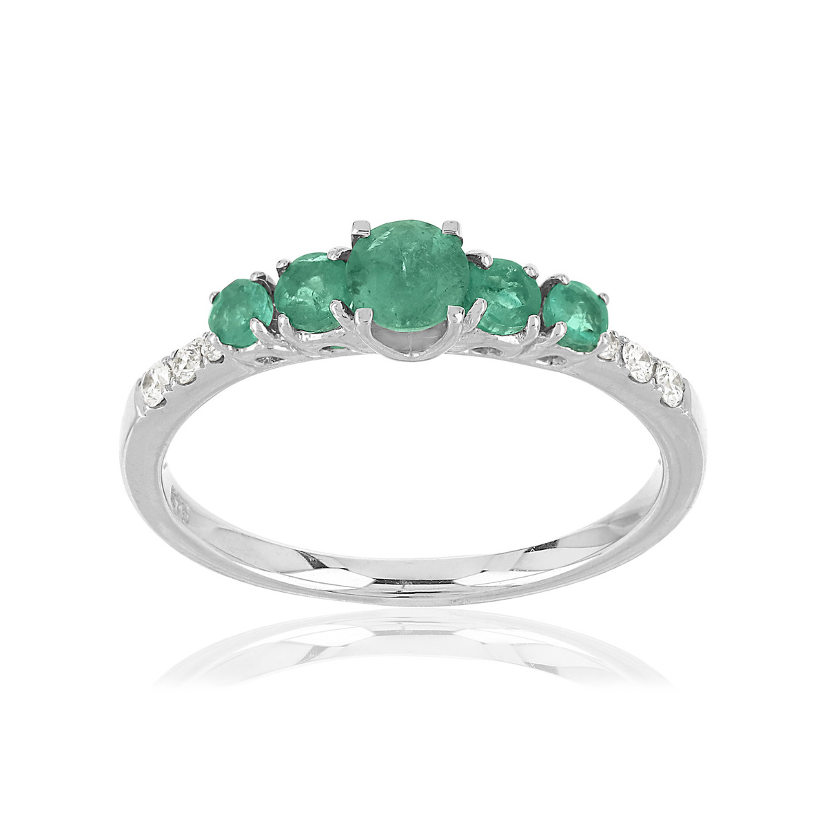 Bague or blanc 750 émeraude diamant