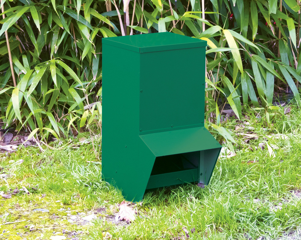 Mangeoire 4 kg verte pour poules et canards • nourrisseur en tôle prélaquée antirouille