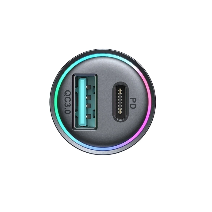 (60W) USB C / USB A Auto KFZ Ladegerät Car Charger Schnellladegerät für Zigarettenanzünder Power Delivery (JR-CCN04) - Schwarz