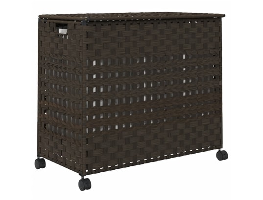 VIDAXL - Panier à linge avec roulettes marron foncé 66x35x60 cm