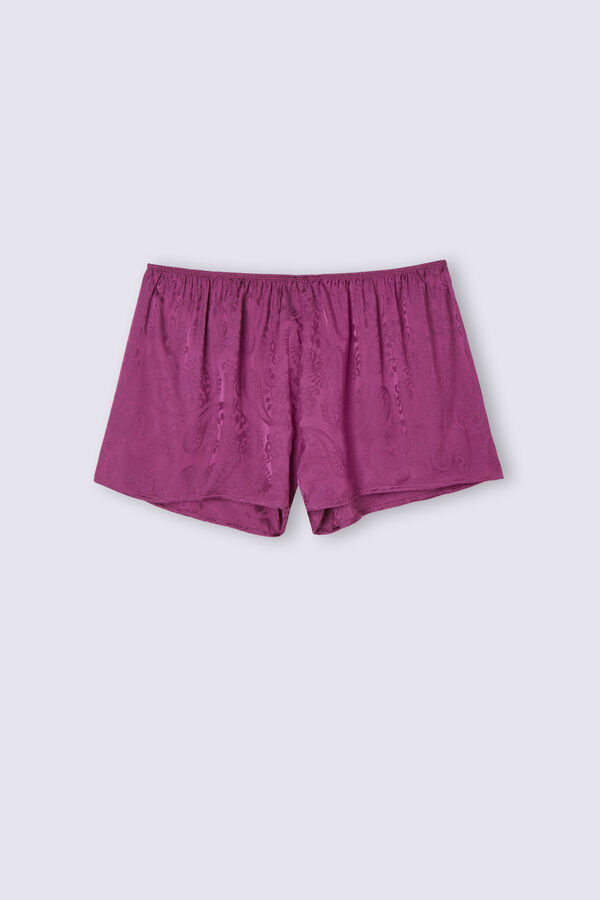 Shorts de veludo jacquard acetinado com estampa paisley