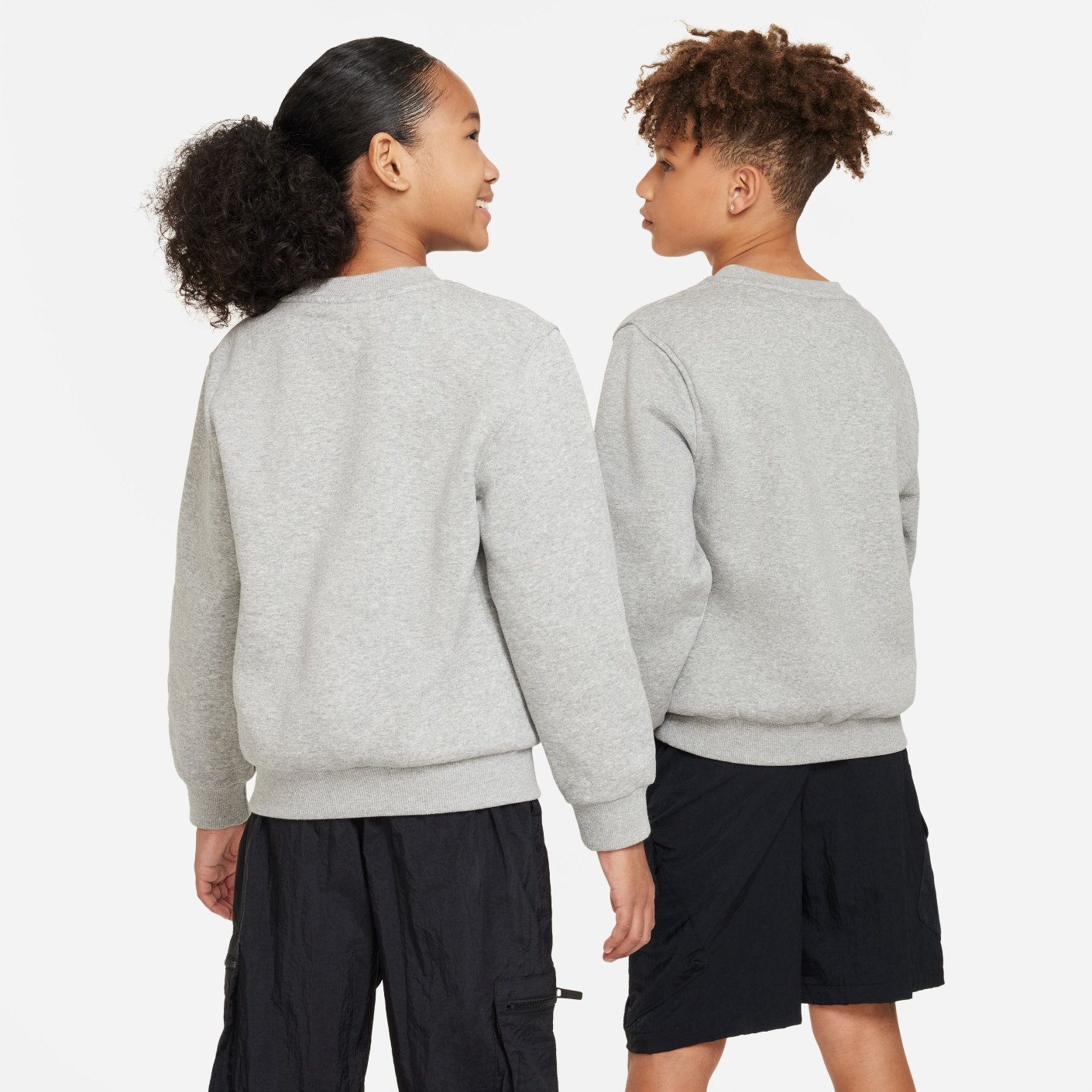 Nike Sportswear Club Fleece Crew Sweater Kids Lichtgrijs Wit