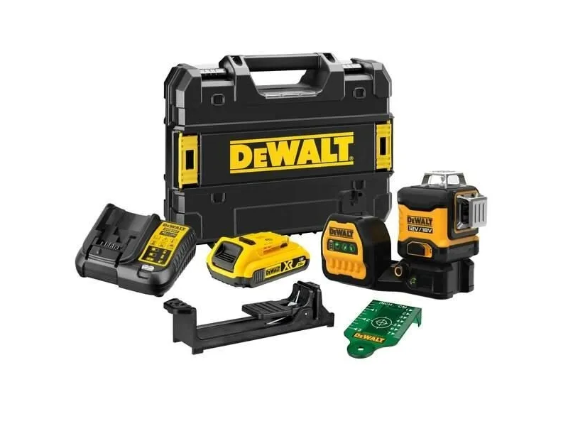 Batteridrevet flerlinjelaser 3x360° DCE089D1G18-QW, 18Volt, tværlinjelaser