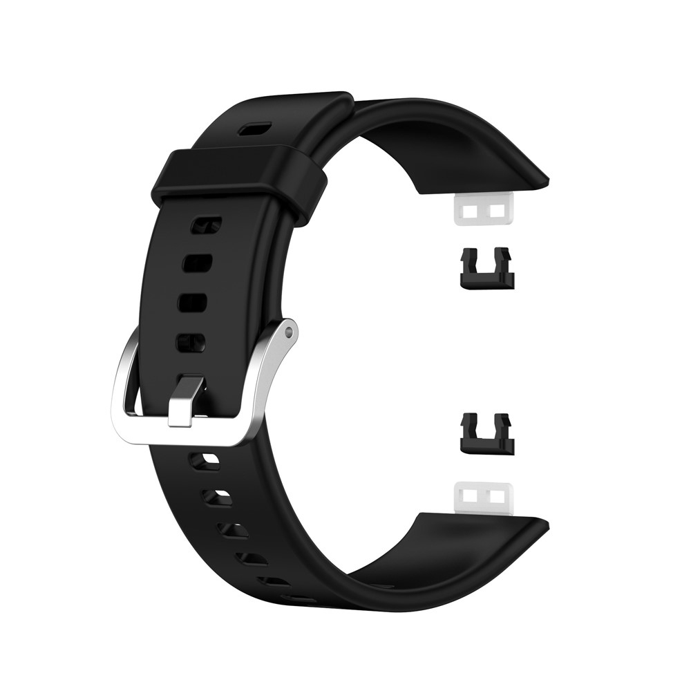 (Gr. XS) Huawei Watch Fit Silikon Armband mit Dornschliesse (Gelenkumfang 146-229 mm) - Schwarz