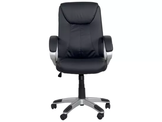 Fauteuil Direction simili cuir basculante hauteur réglable pivotant accoudoir rembourré BORA (noir)
