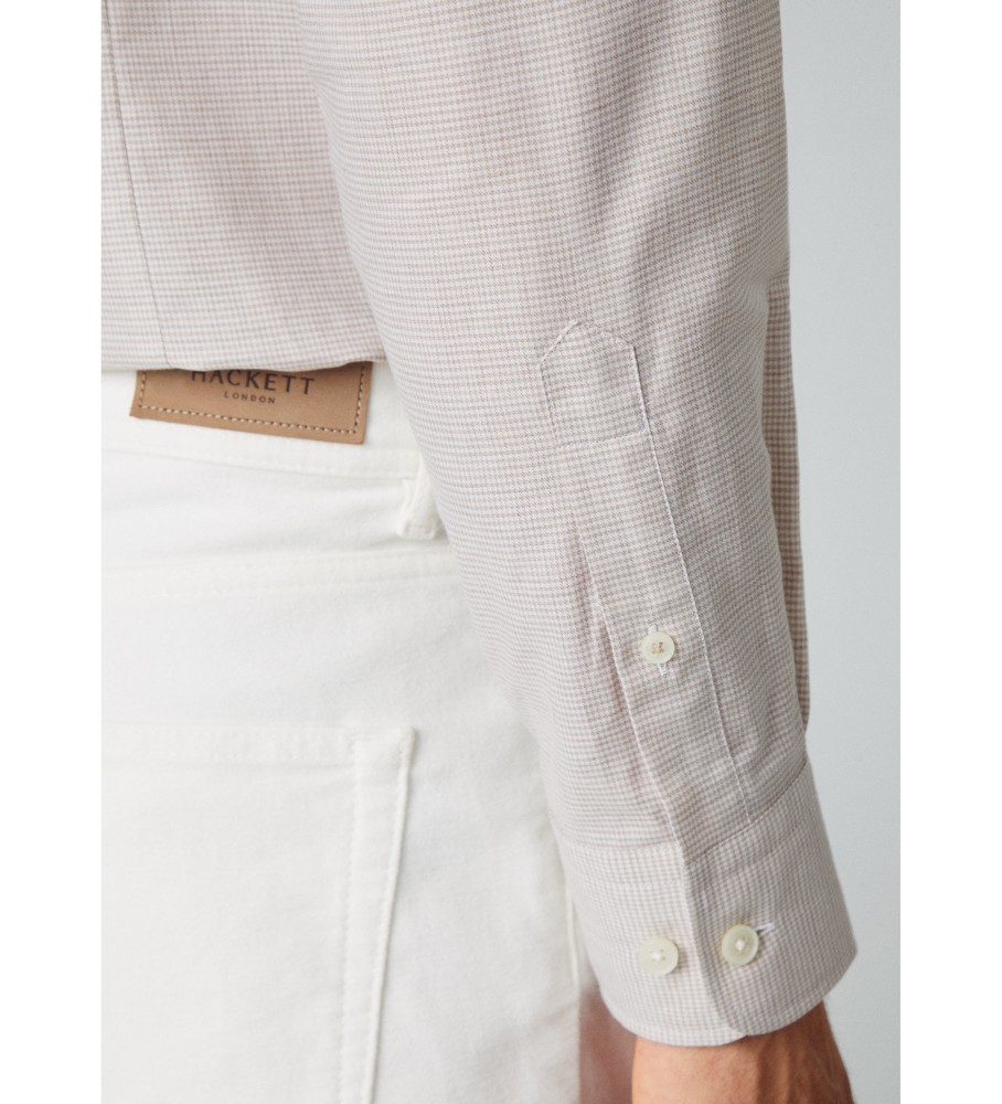 Camisa Hackett Brushed Puppytooth taupe