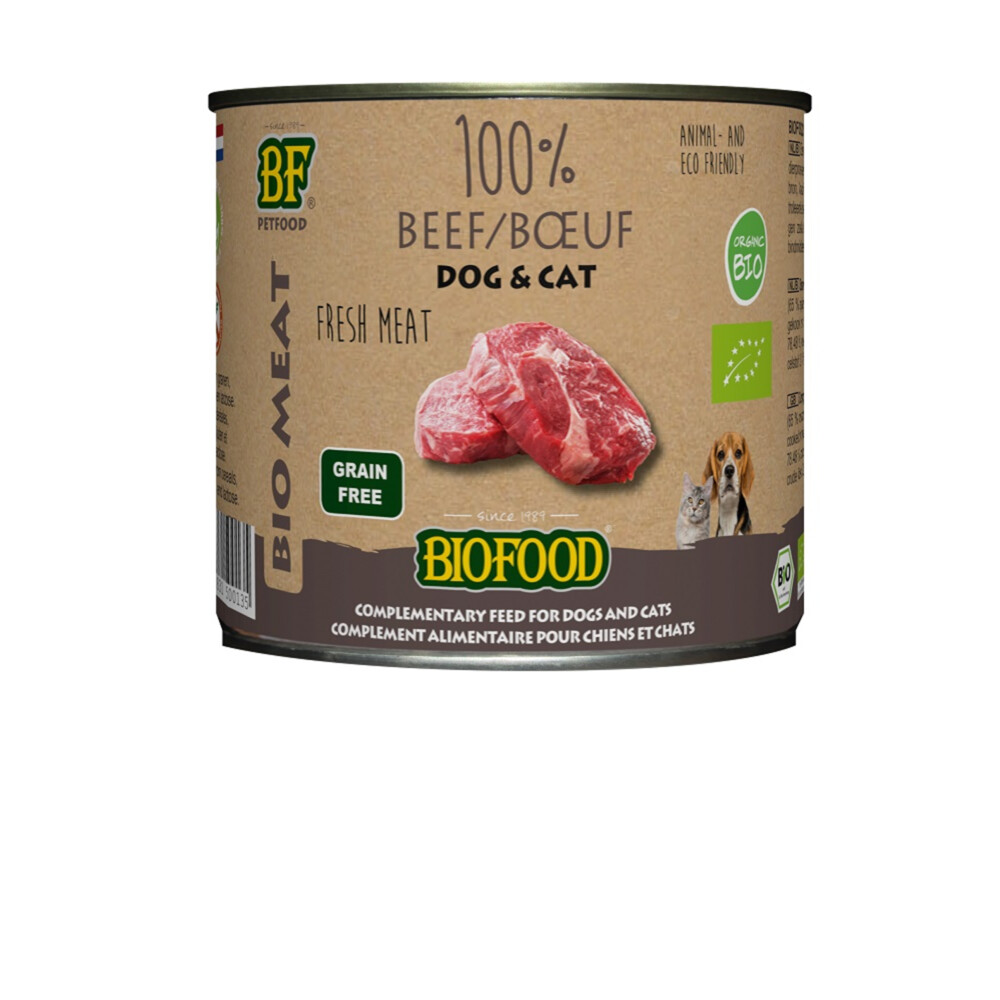 BF Petfood Biofood Organic Hond en Kat 100% Rund200 gr