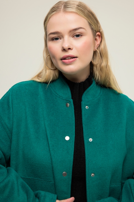Blouson, oversized, Wolloptik, Collegekragen, elastischer Saum