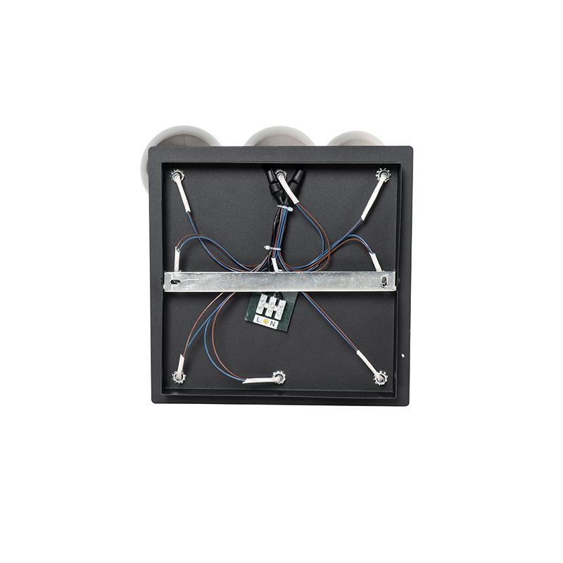 Moderne plafondlamp zwart 9-lichts met smoke glas - Athens