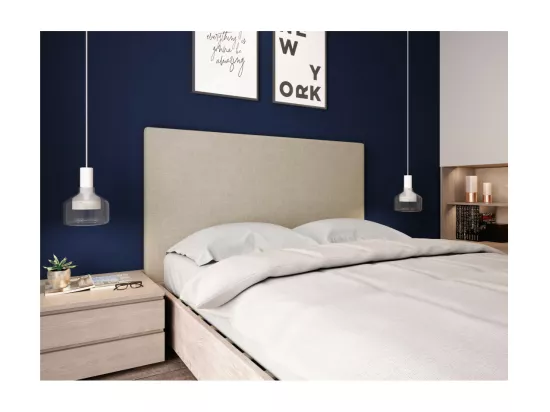 Tête de lit lisse en tissu NUMA - Beige, Largeur - 160 cm