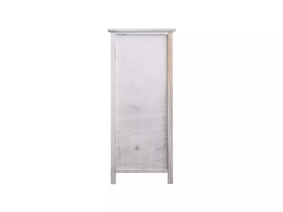 Meuble D'appoint Chevet 1 Port 2 Tiroirs Blanc Shabby 84x37x30