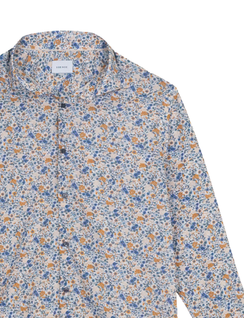 SSEINSE CHEMISE HOMME MANCHES LONGUES EN COTTON BLANC BLEU