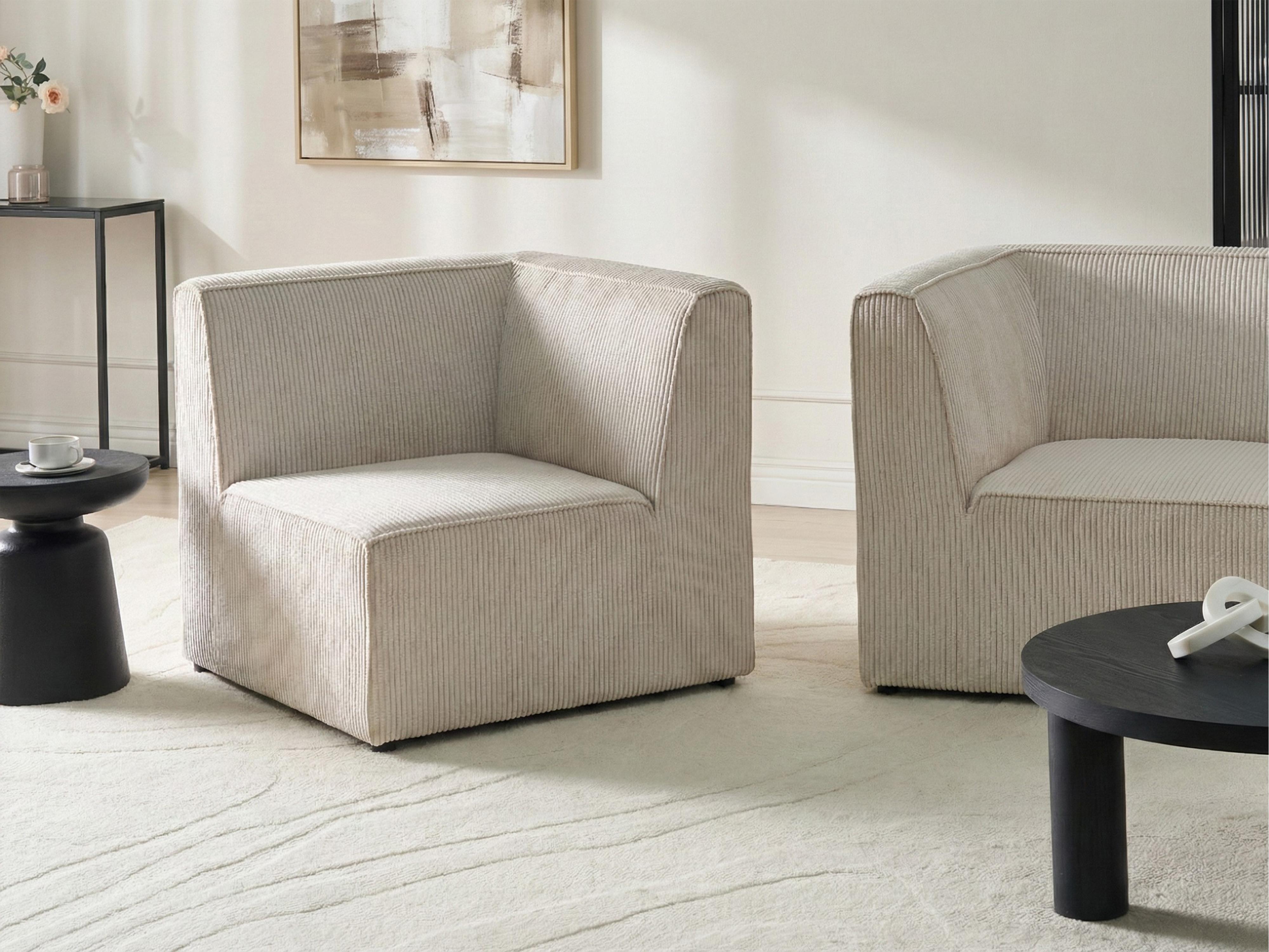 Hoekmodule LEMVIG Corduroy Beige rechtszijdig