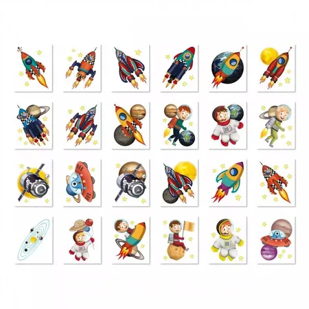 Lutz Mauder TapirElla Mini-Tattoo-Set, Rakete und Planeten 24-tlg.